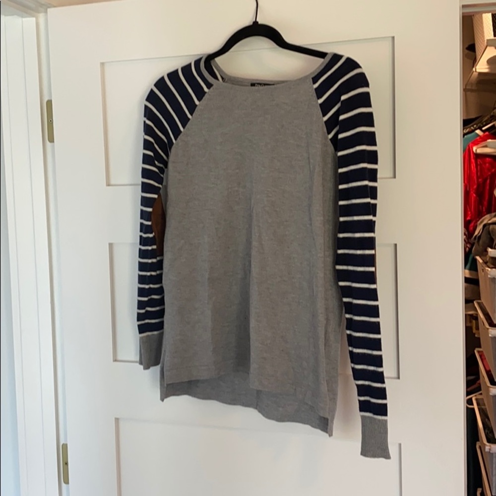 Pink Clover striped elbow patch sweater